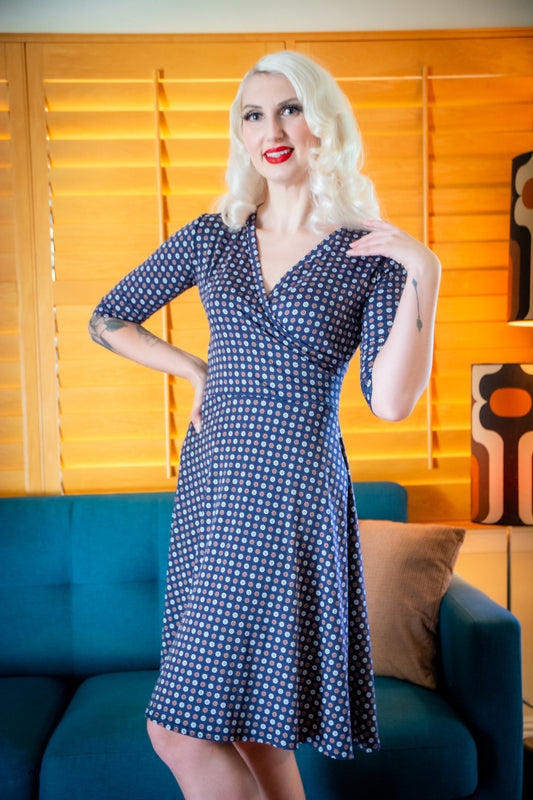 Joanie Knit Dress 3/4 Sleeve - Cafe Fluer Dot *sale