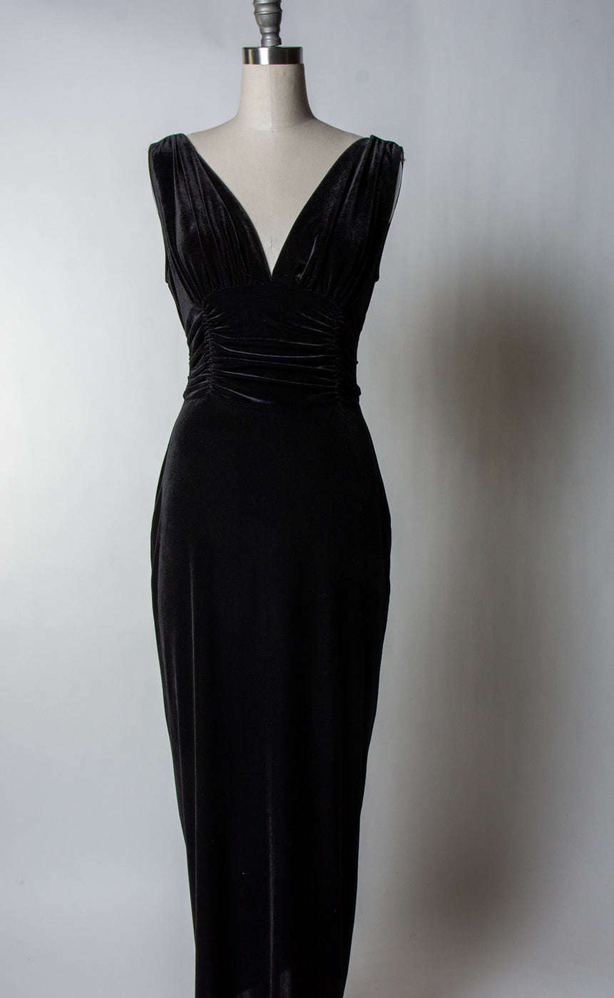 Athena Gown - Stretch Velvet, Black