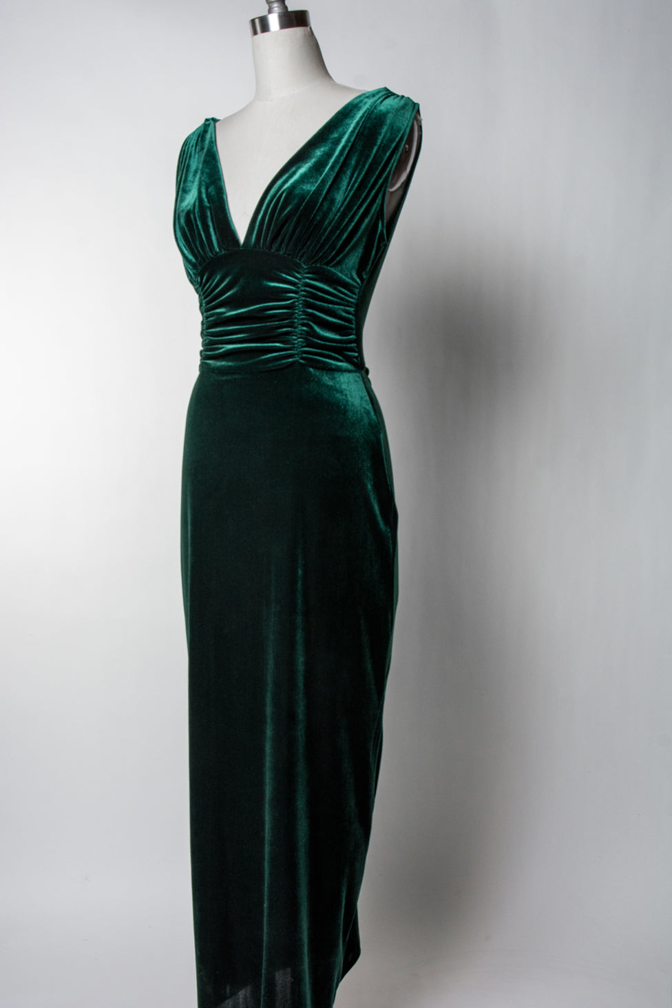 Athena Gown - Stretch Velvet, Hunter Green