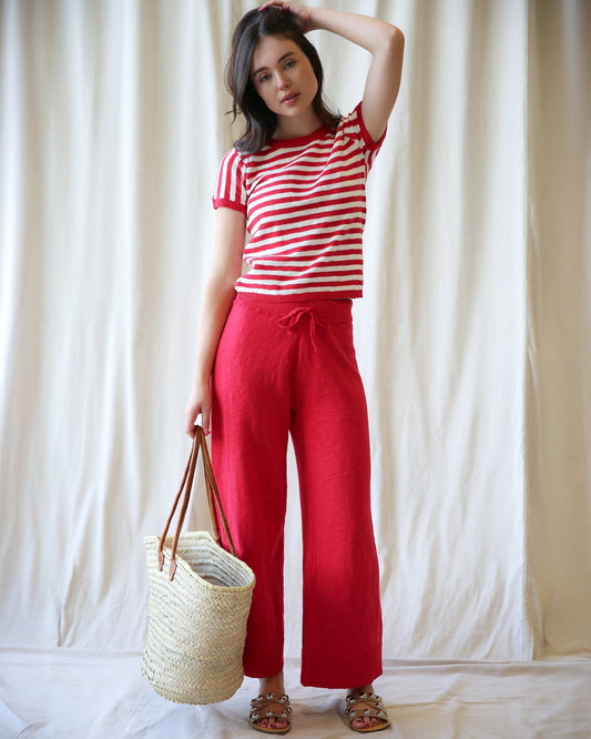 Red Striped Sweater knit Tee by Downeast - 2X *sale