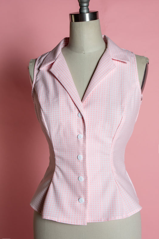 Betsy Blouse -Pink Gingham