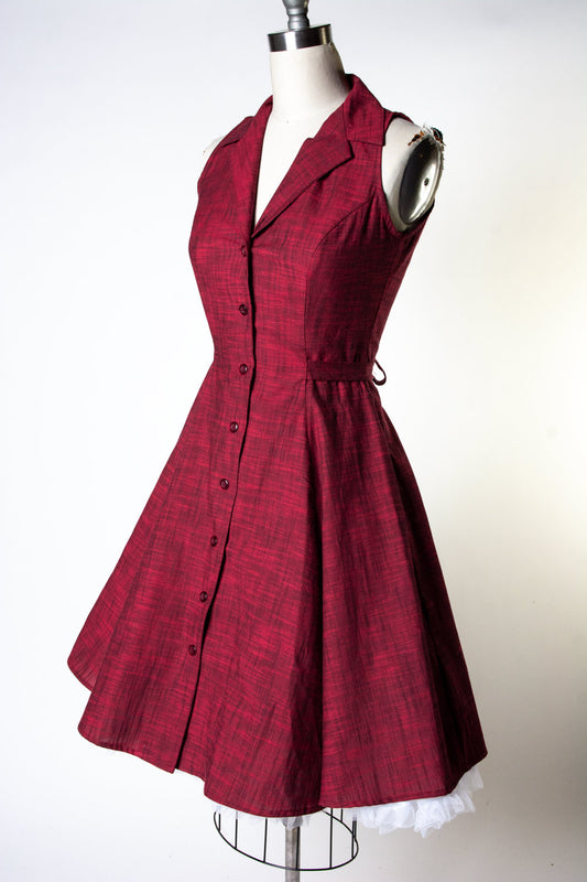 Betty Lou Dress - Linen Look, Red