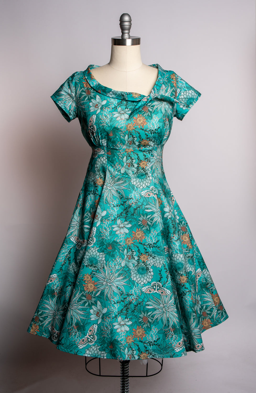 Beverly Dress- Teal Dhalia