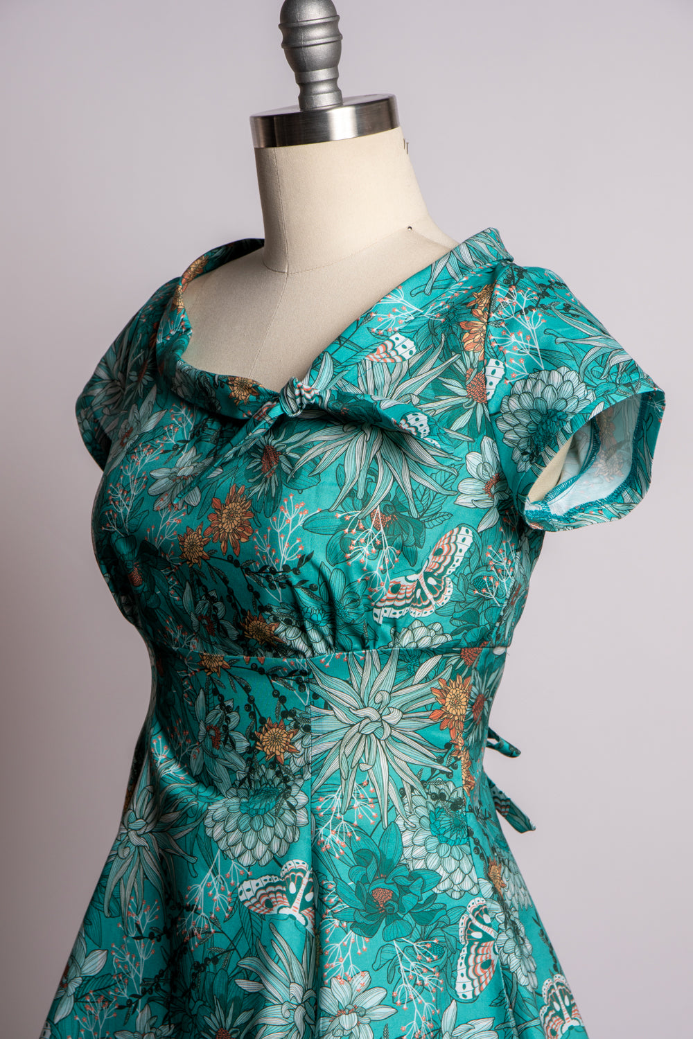 Beverly Dress- Teal Dhalia