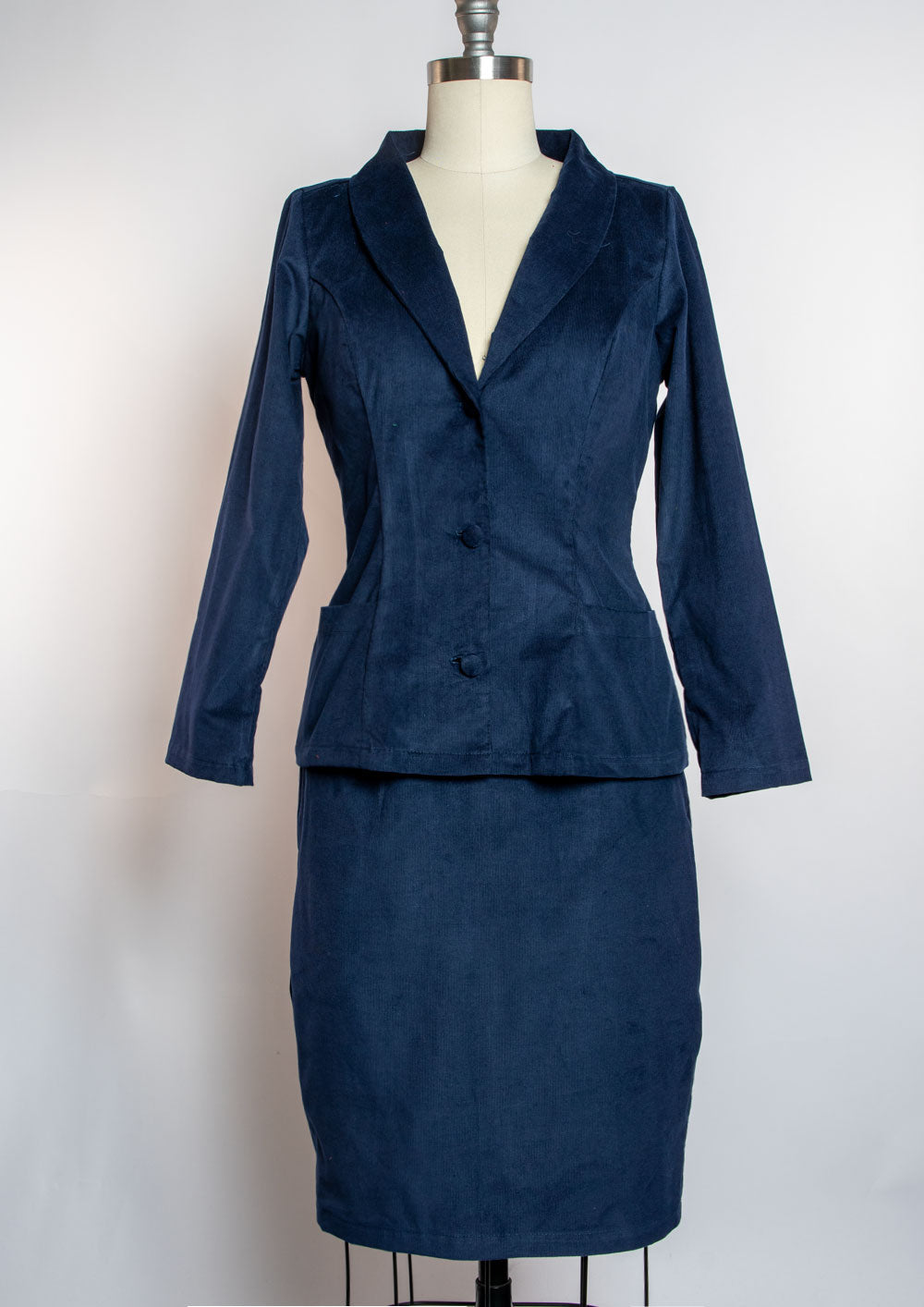 Made-To-Order: Working Girl Blazer- Corduroy, Navy - Heart of Haute