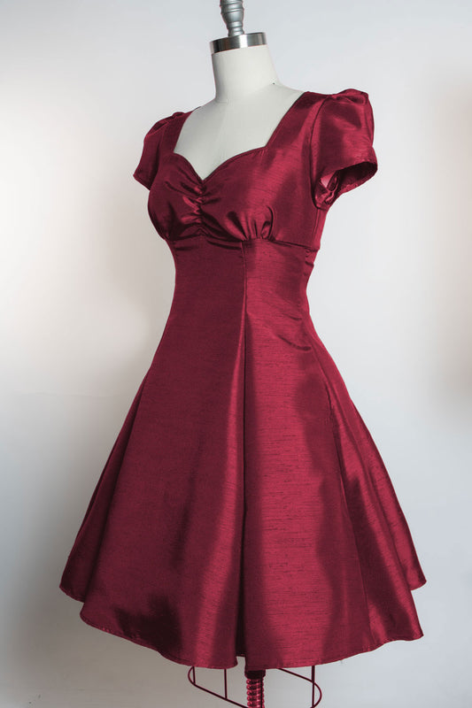 PRE-ORDER  Bree Dress- Shantung, Burgundy