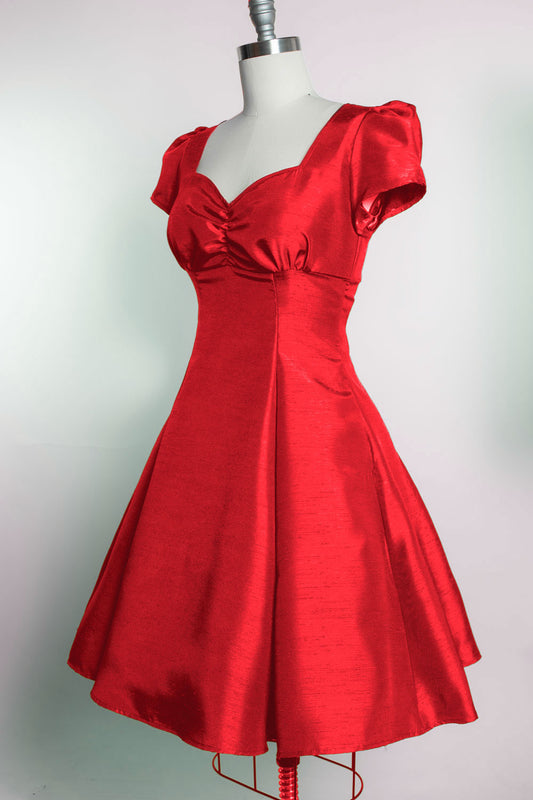 PRE-ORDER  Bree Dress- Shantung, Red