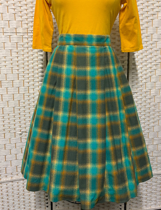 Cindy Skirt - Teal Flannel *sale