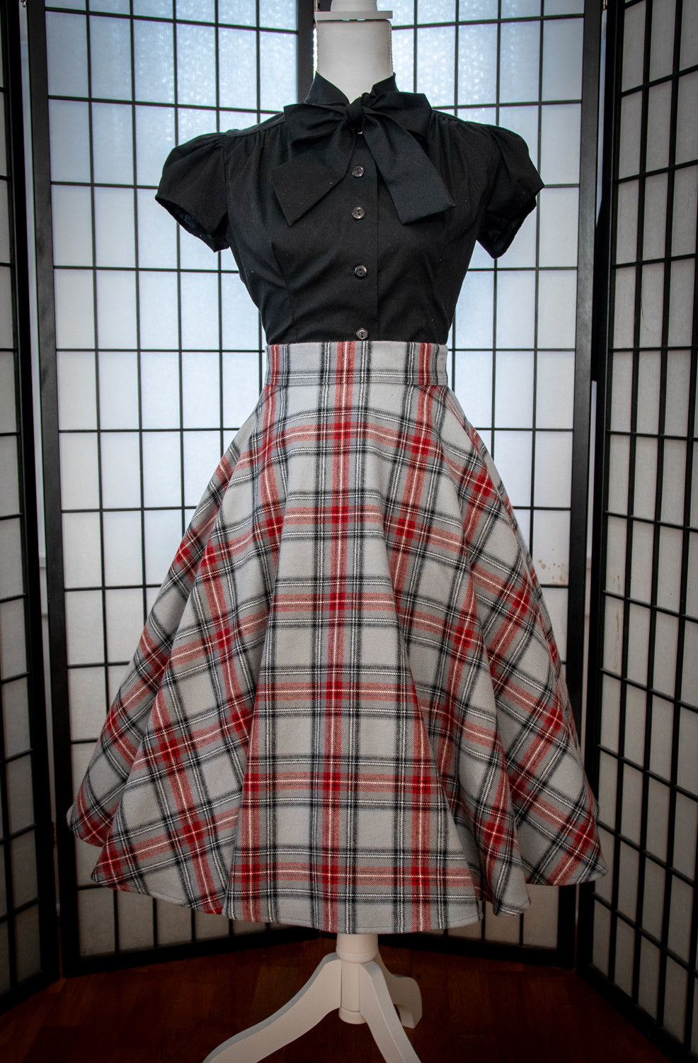 Haute Circle Skirt Flannel Grey Plaid Heart of Haute