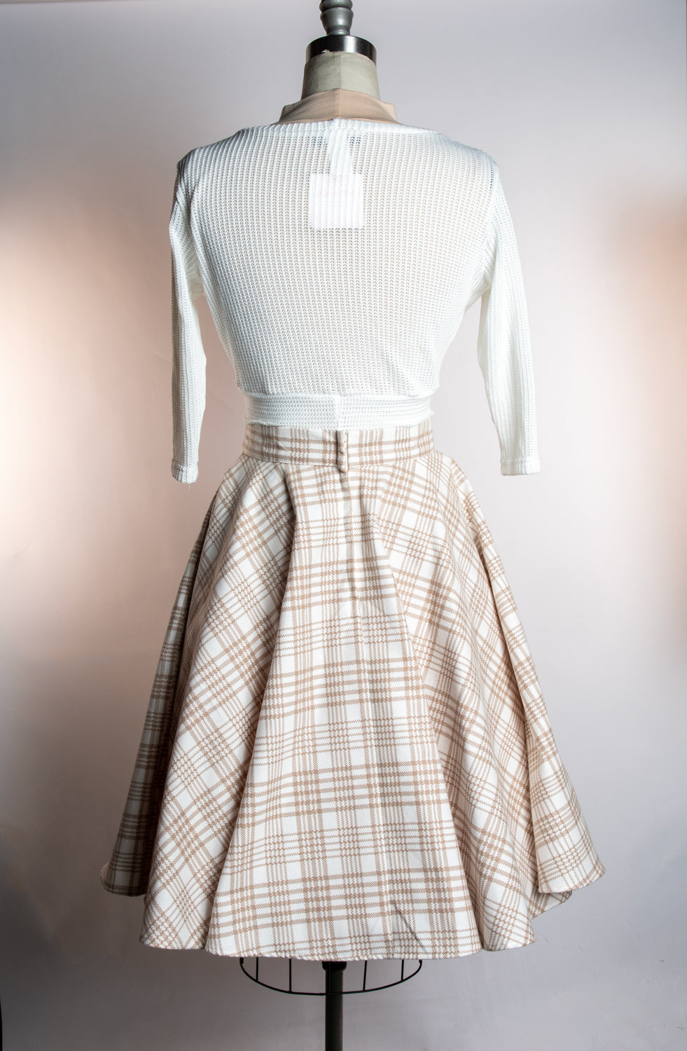 Haute Circle Skirt - Flannel, Beige Plaid