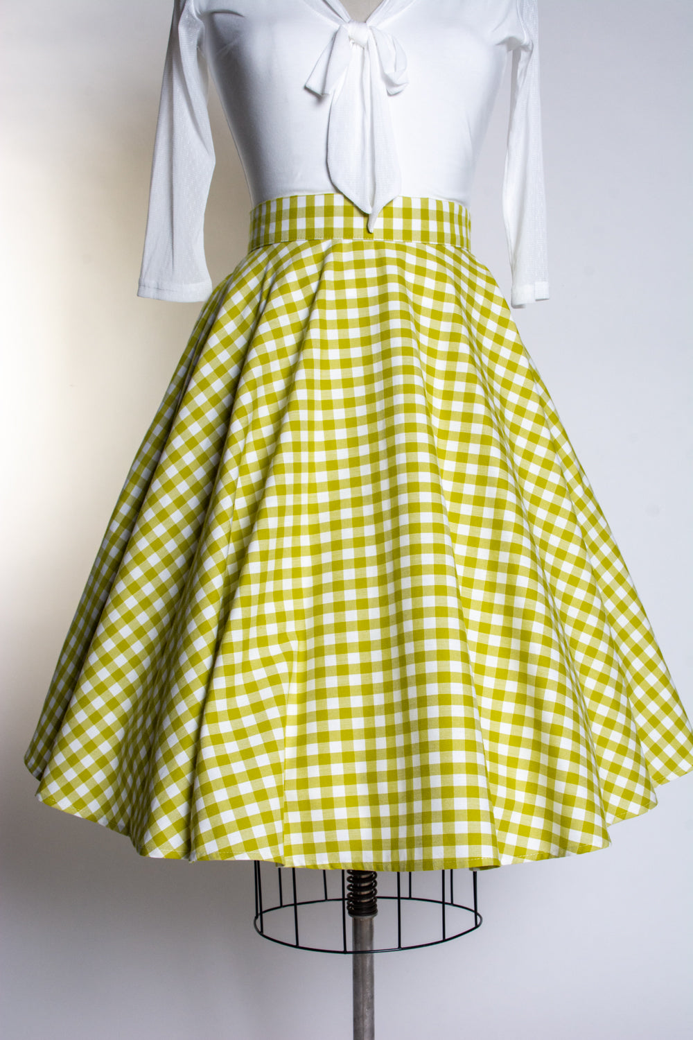 Haute Circle Skirt - Gingham, Chartreuse