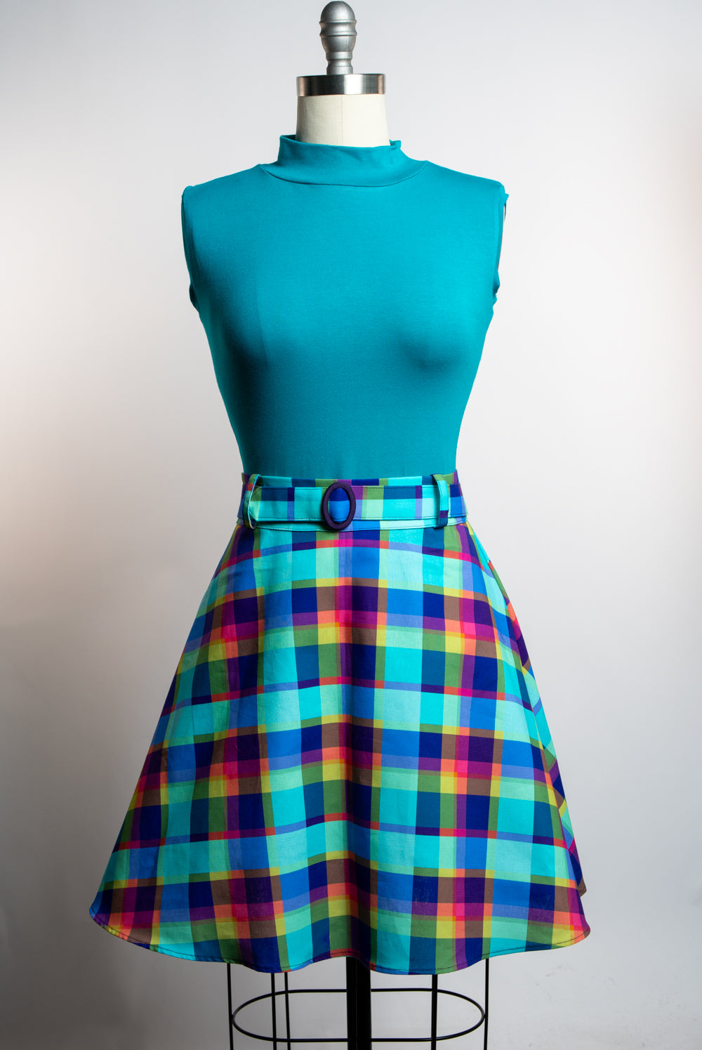 *PRE-ORDER* Coco Mini Skirt- Vibrant Plaid, Cotton Canvas