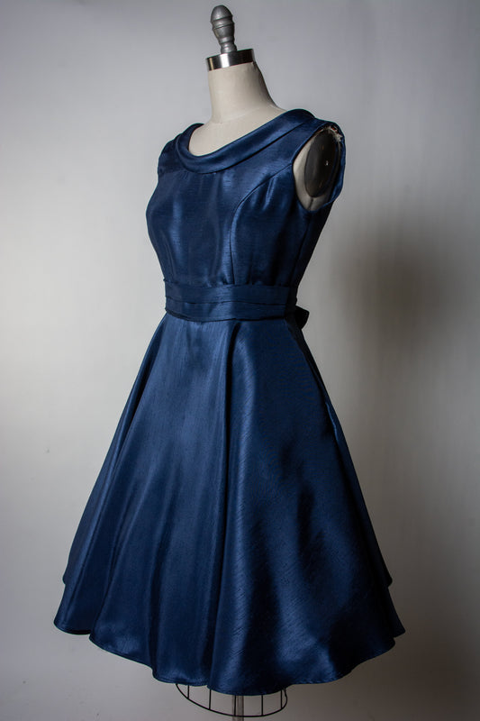 PRE-ORDER  Suzette Dress- Shantung, Navy