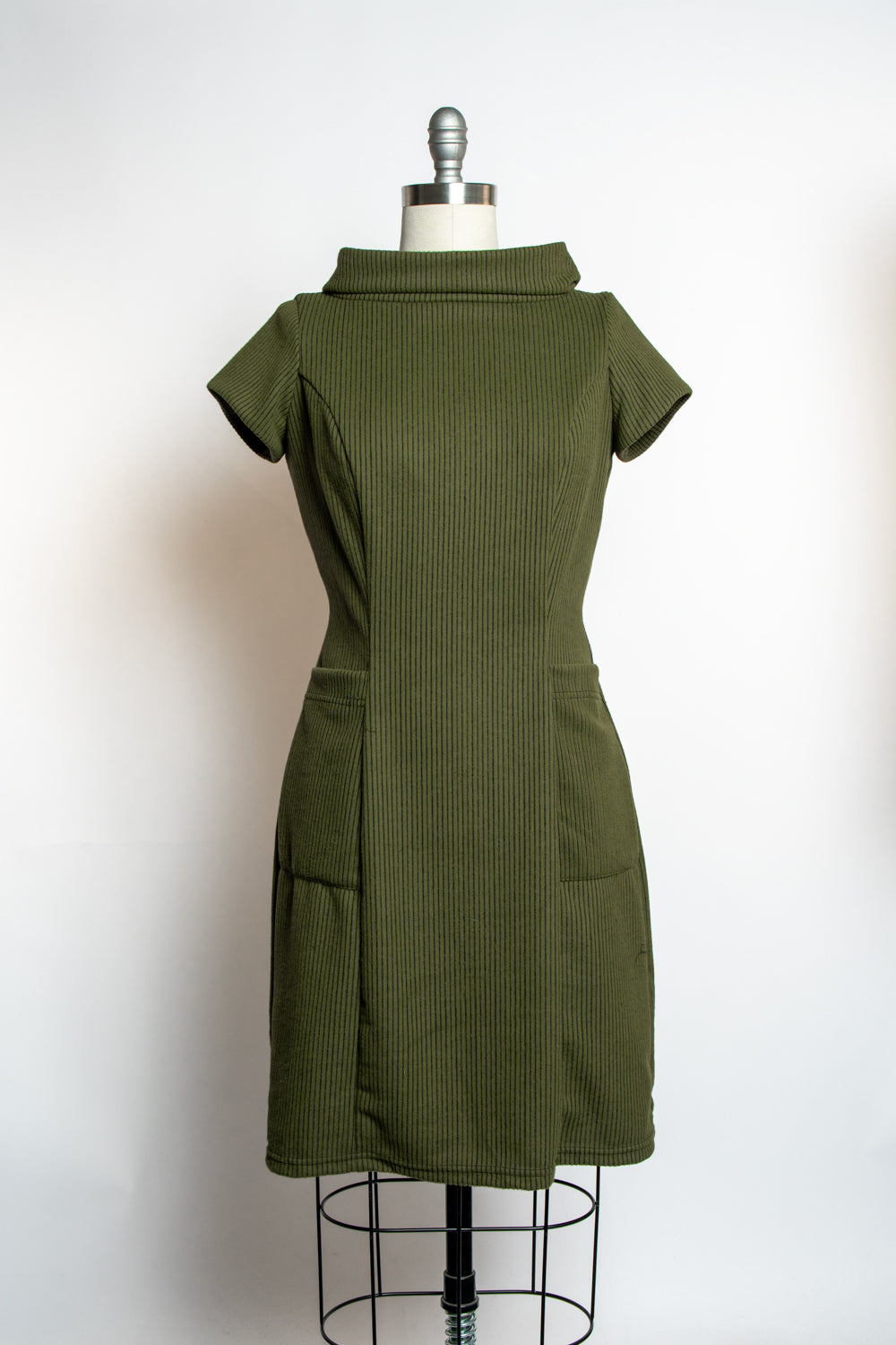 Dominique Dress - Olive, Brushed Rib Knit