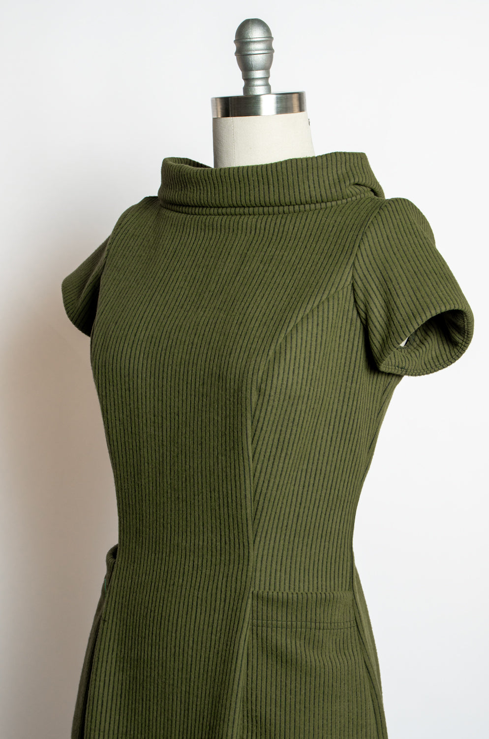 Dominique Dress - Olive, Brushed Rib Knit