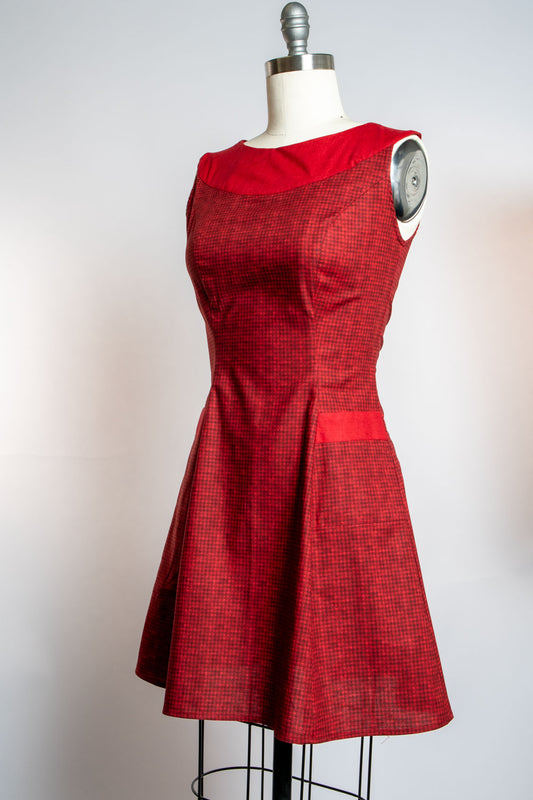 Doreen Dress- Mini Houndstooth, Red