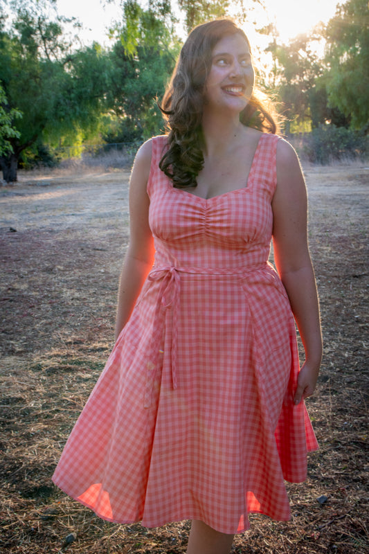 Sadie Dress - Peach Tonal Gingham