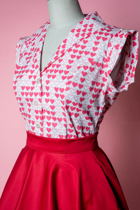 Erika Blouse - Red Hearts