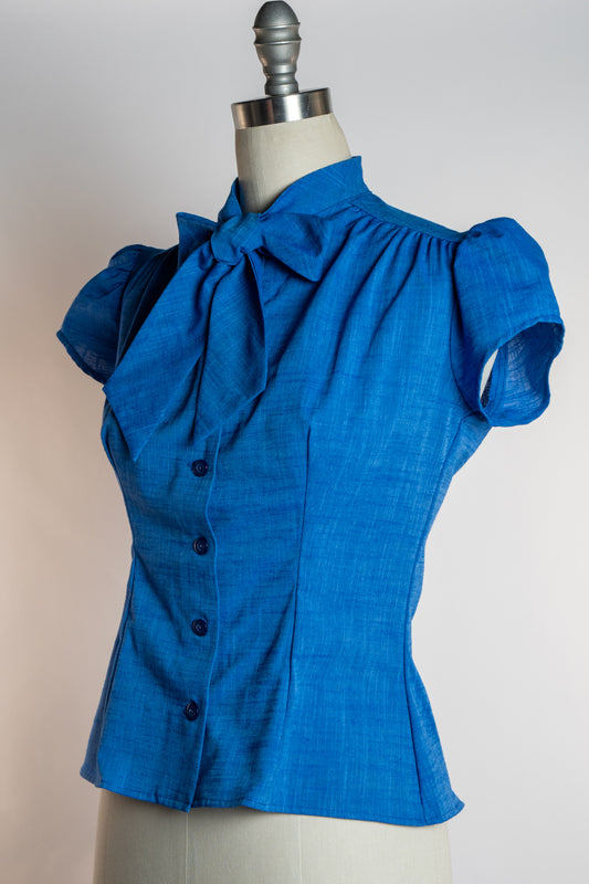 Estelle Blouse - Linen Look, Royal Blue