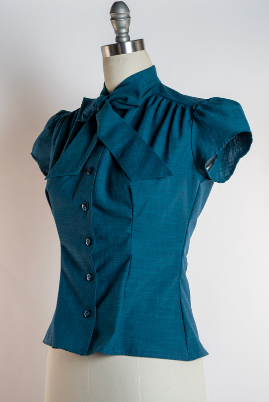 Estelle Blouse - Linen Look, Teal