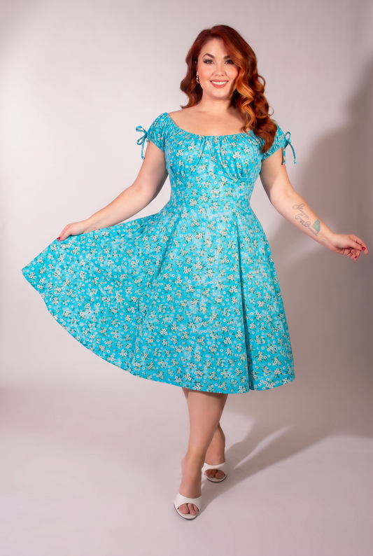 Hilda Dress - Aqua Blossom