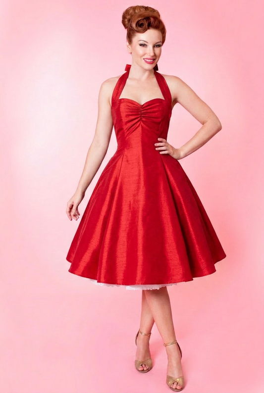 Sweetie Dress- Shantung, Red