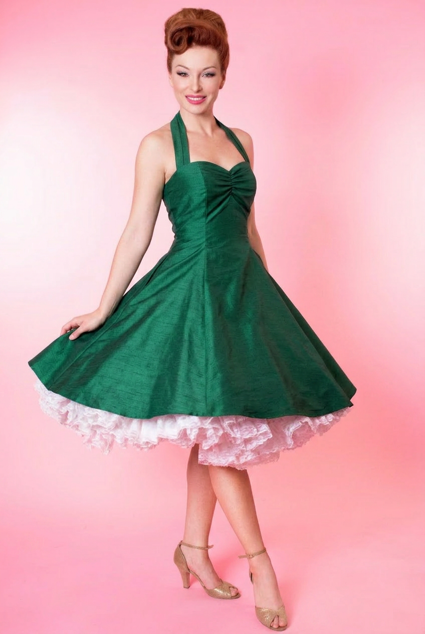 Sweetie Dress- Shantung, Green – Heart of Haute