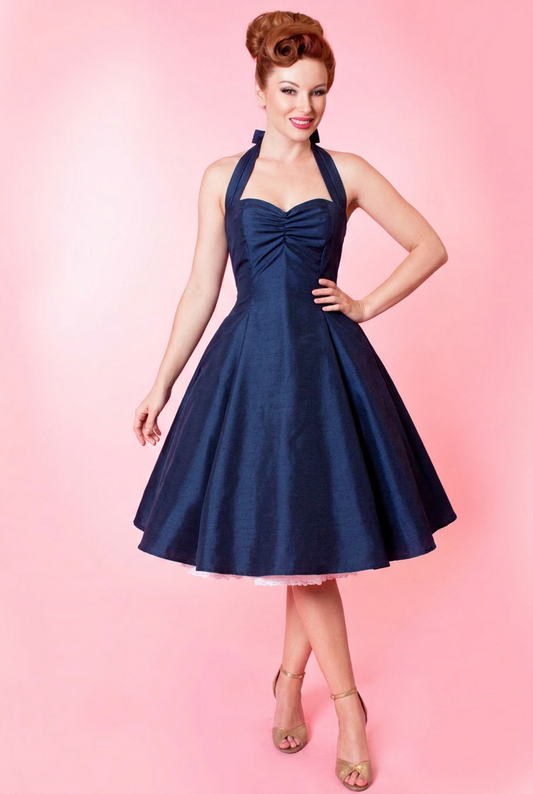 Sweetie Dress- Shantung, Navy