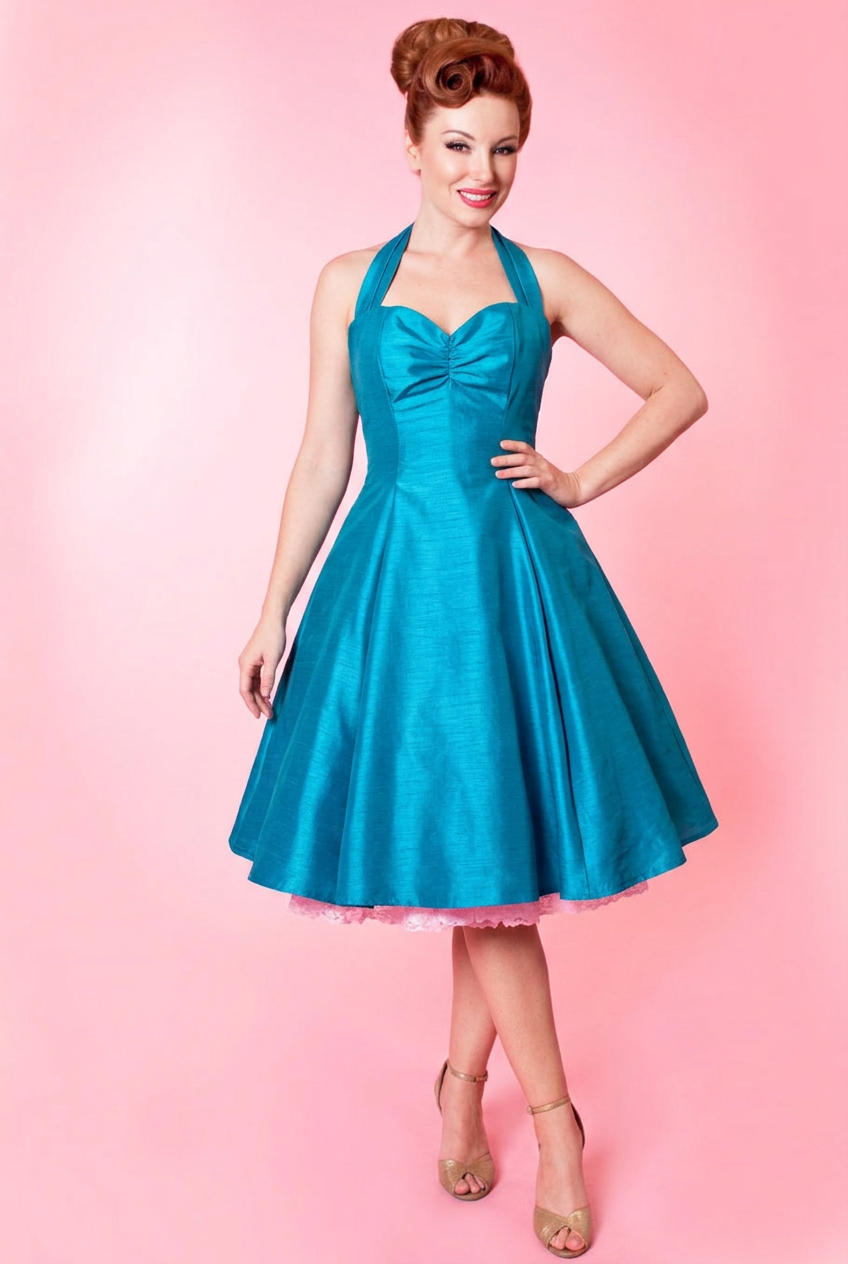 Sweetie Dress- Shantung, Peacock