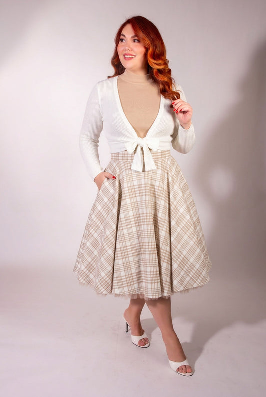 Haute Circle Skirt - Flannel, Beige Plaid