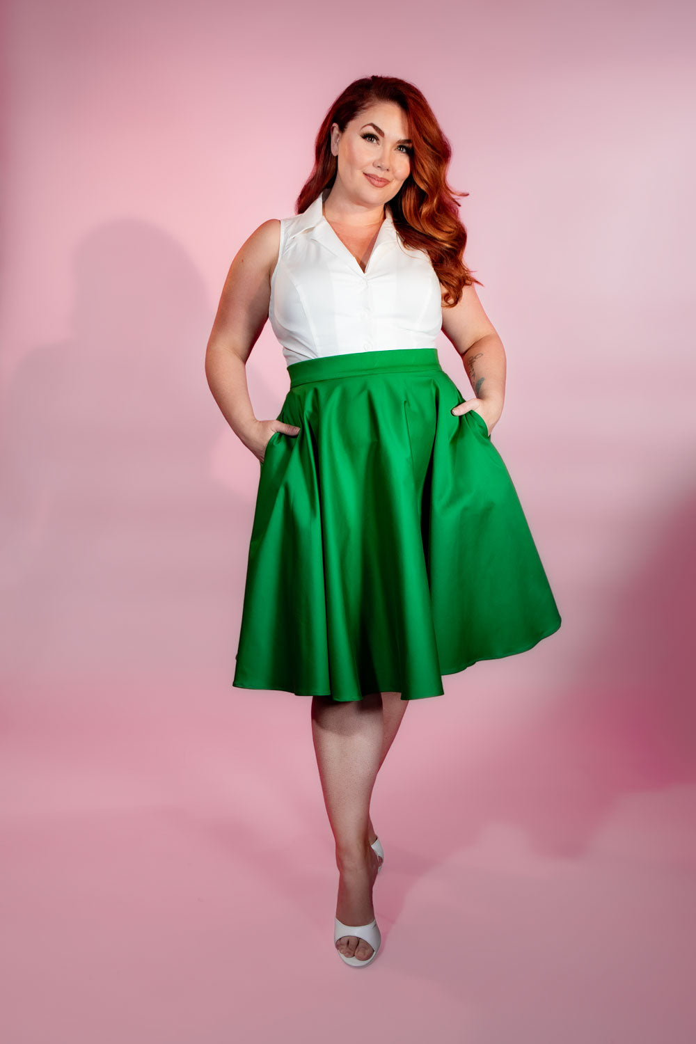 Circle Skirt - Kelly Green Sateen
