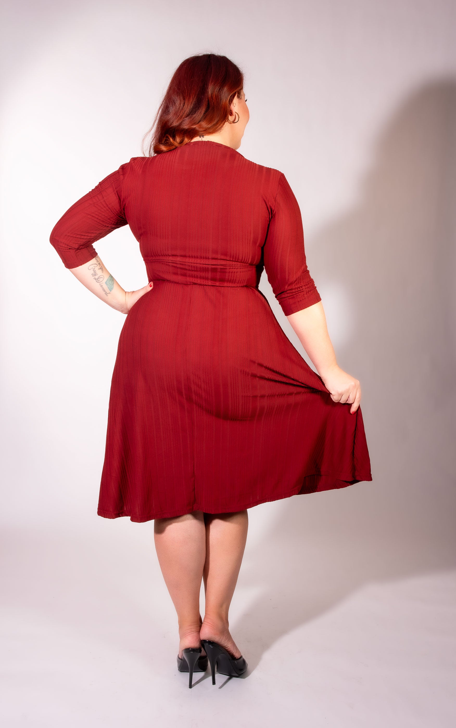 Joanie Knit Dress 3/4 Sleeve - Brick Rib Knit - Heart of Haute