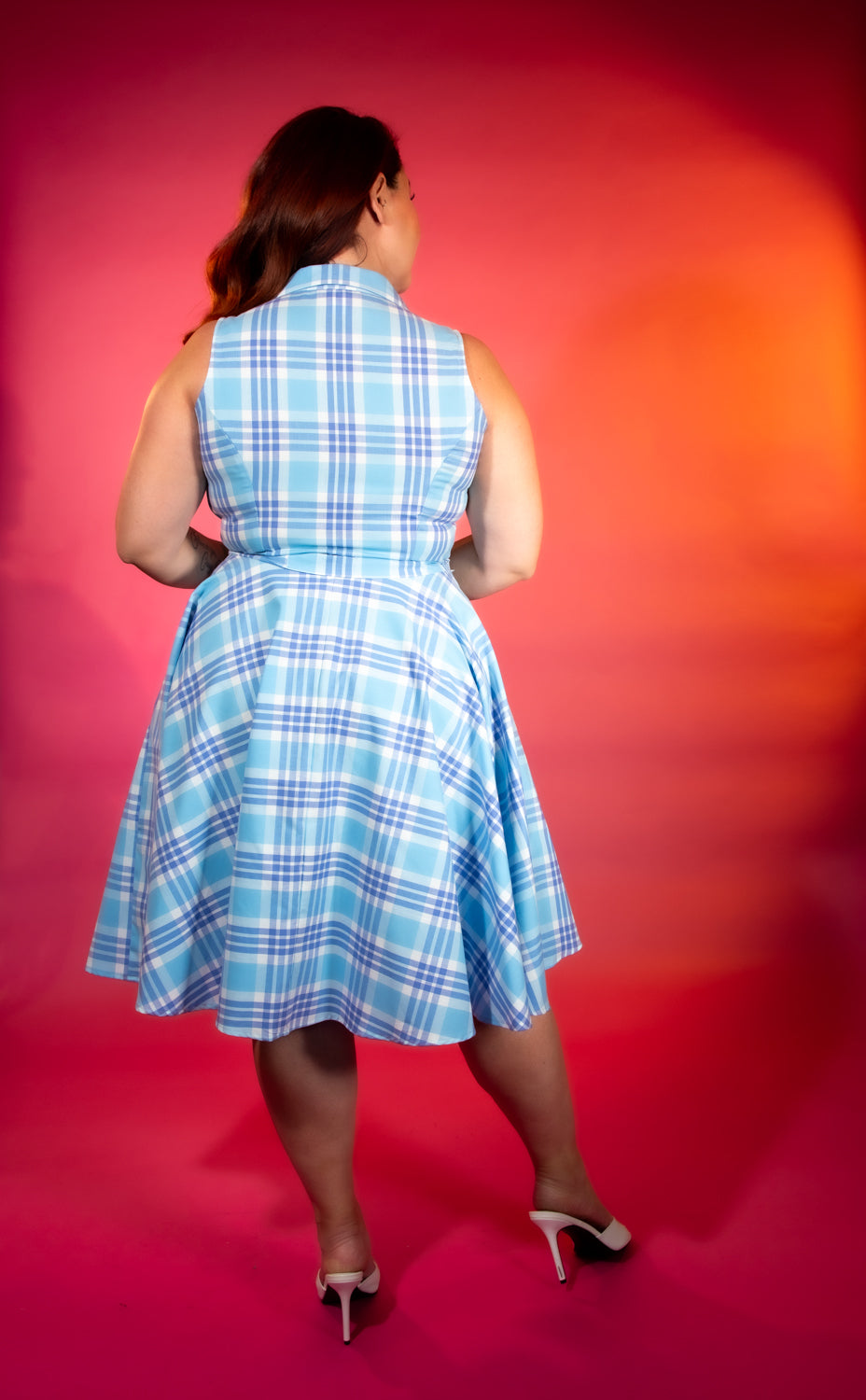 Staci Dress- Light Blue Plaid