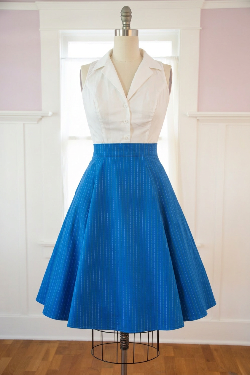 Heart of Haute Twirl Skirt Stitch Stripe, Blue 