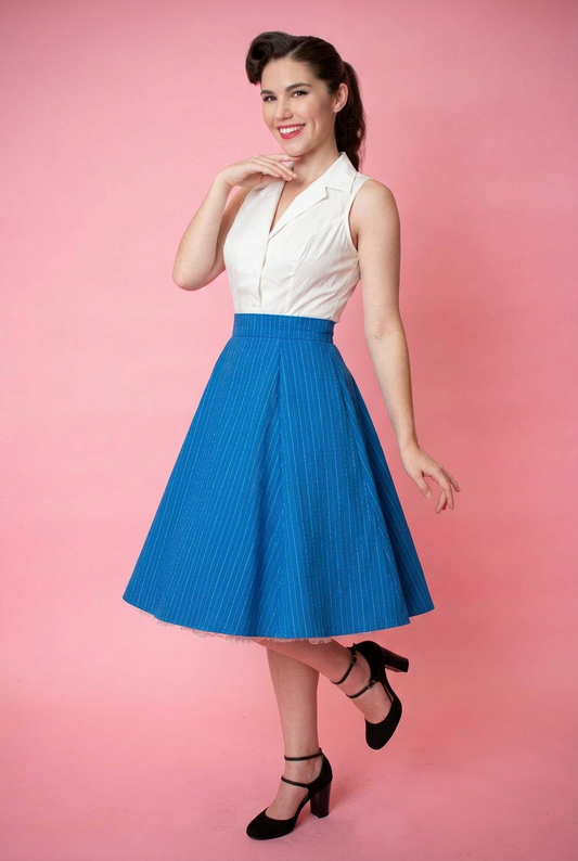Pinup Model in Blue aline skirt