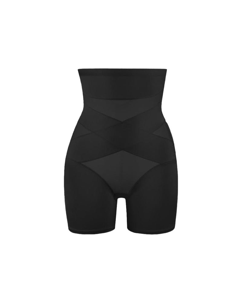 High Waist Cross Compression Mid-Thigh Shaping Shorts（2pcs ） - Heart of Haute