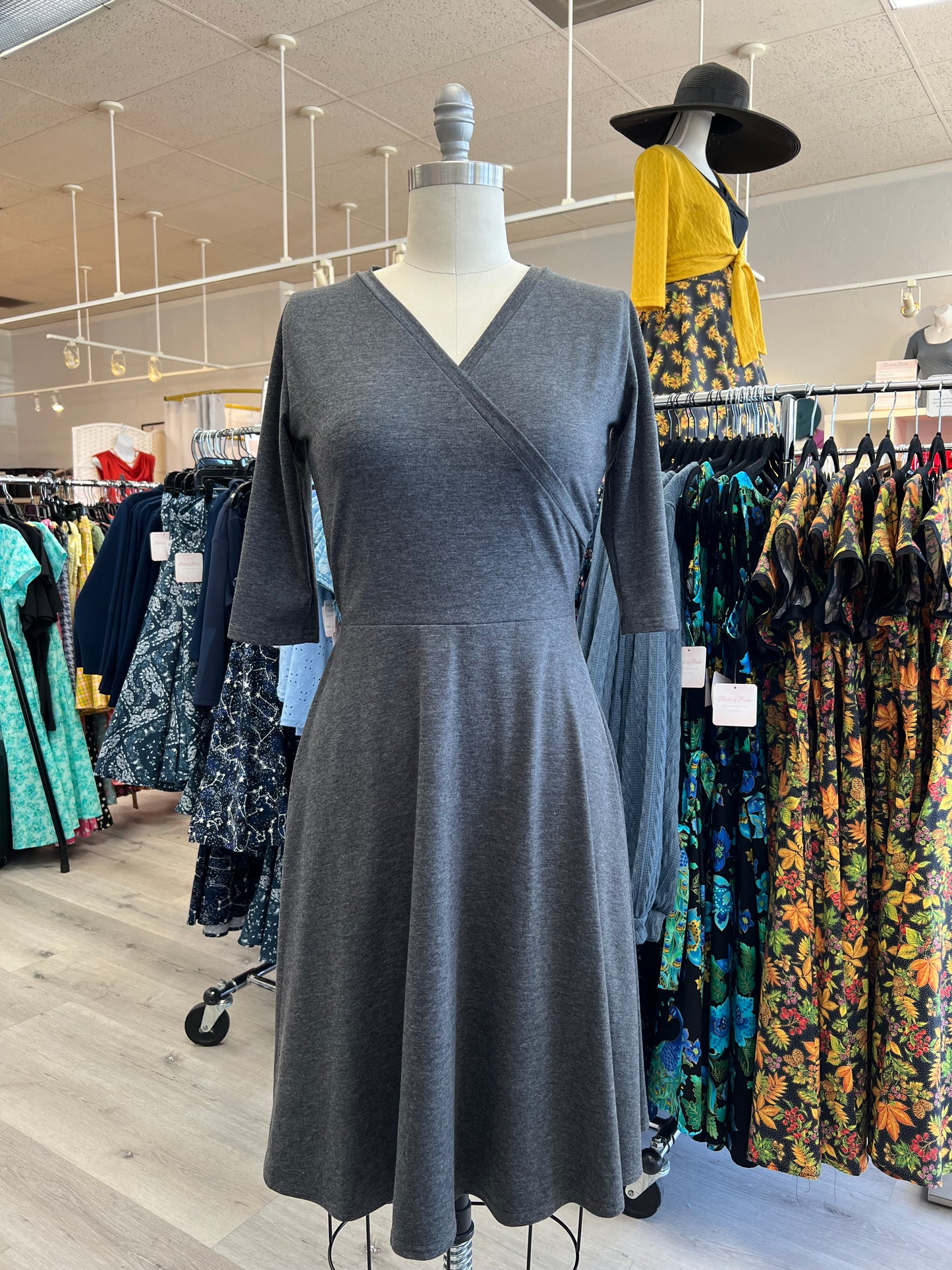 Joanie Knit Dress 3/4 Sleeve - Grey