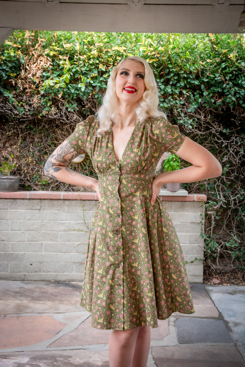 Millie Dress - Olive Birds *sale