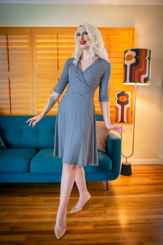 Joanie Knit Dress 3/4 Sleeve - Mini Houndstooth *sale