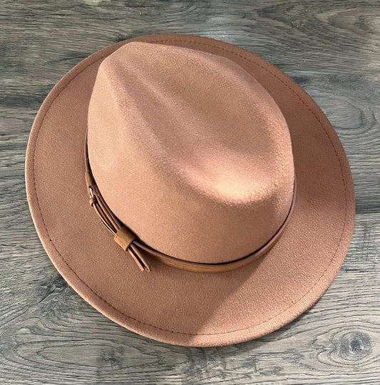Fox & Fable - Vegan Felt Wide Brim Hat - Caramel - Plain - READY TO SHIP