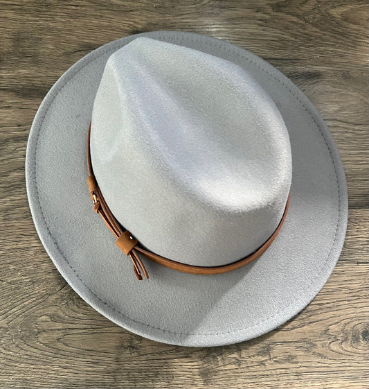Fox & Fable - Vegan Felt Wide Brim Hat - Grey - Plain - READY TO SHIP