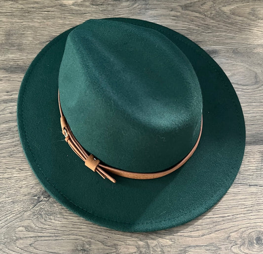 Fox & Fable - Vegan Felt Wide Brim Hat - Emerald - Plain - READY TO SHIP