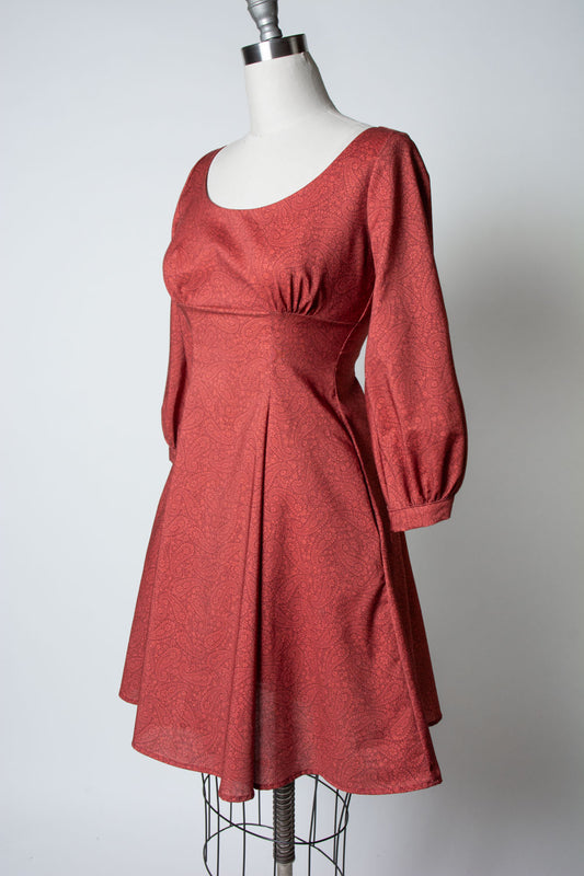 Jenni Dress- Tonal Paisley, Paprika