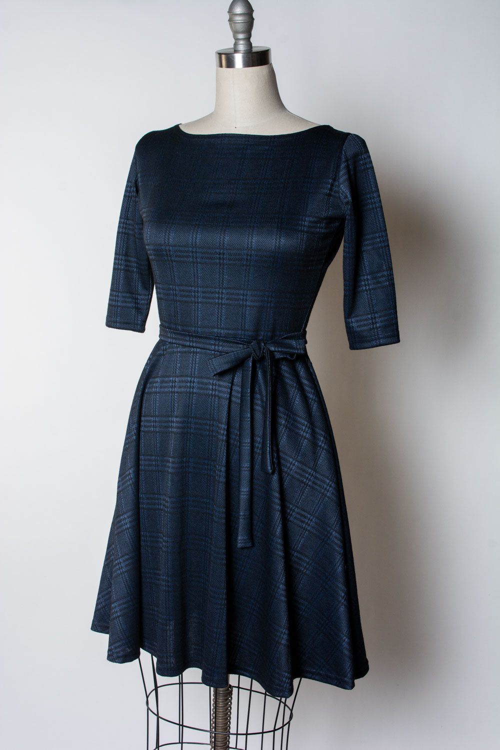 Josephina Dress- Black & Blue Plaid