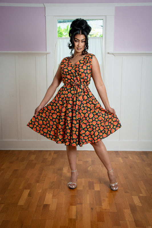 Marie Dress - Orange Hibiscus *sale
