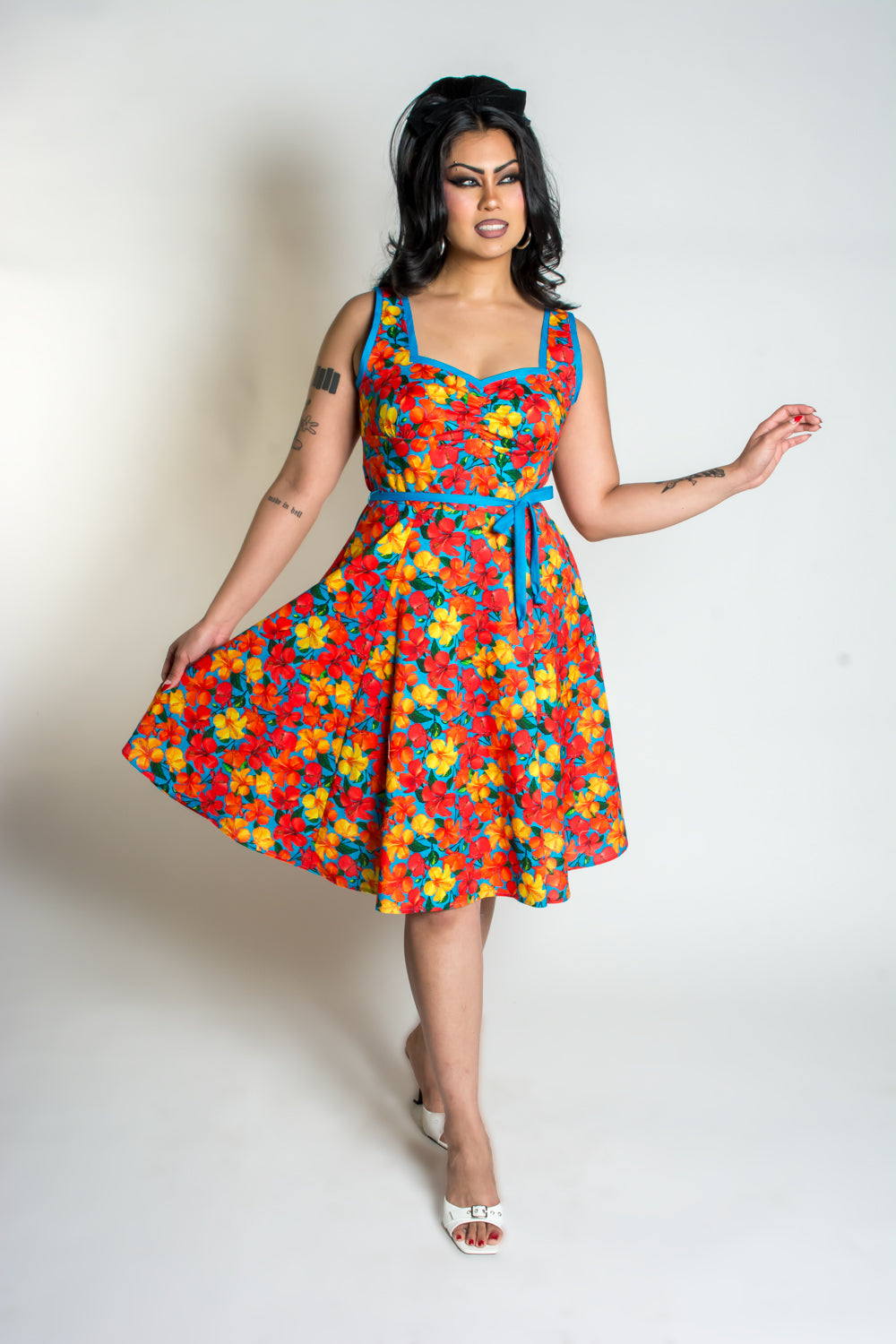 Sadie Dress- Tropical, Orange & Turquoise