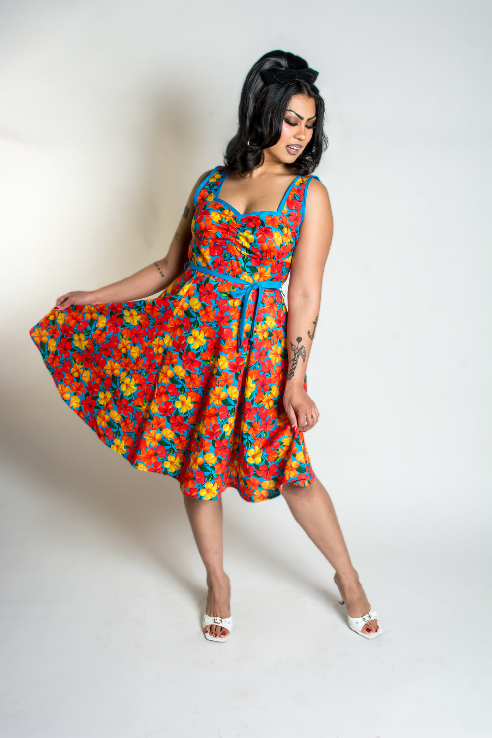 Sadie Dress- Tropical, Orange & Turquoise