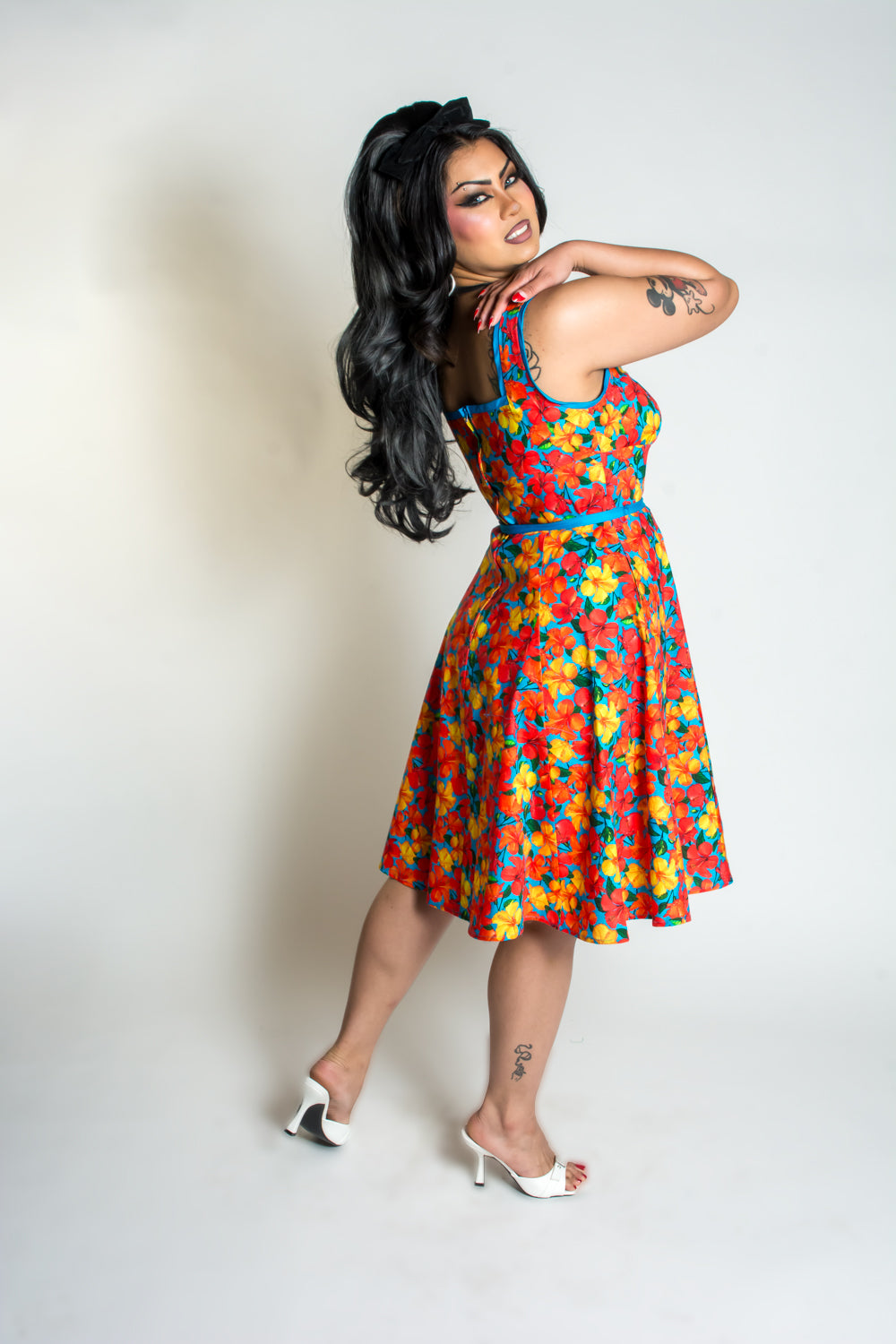 Sadie Dress- Tropical, Orange & Turquoise