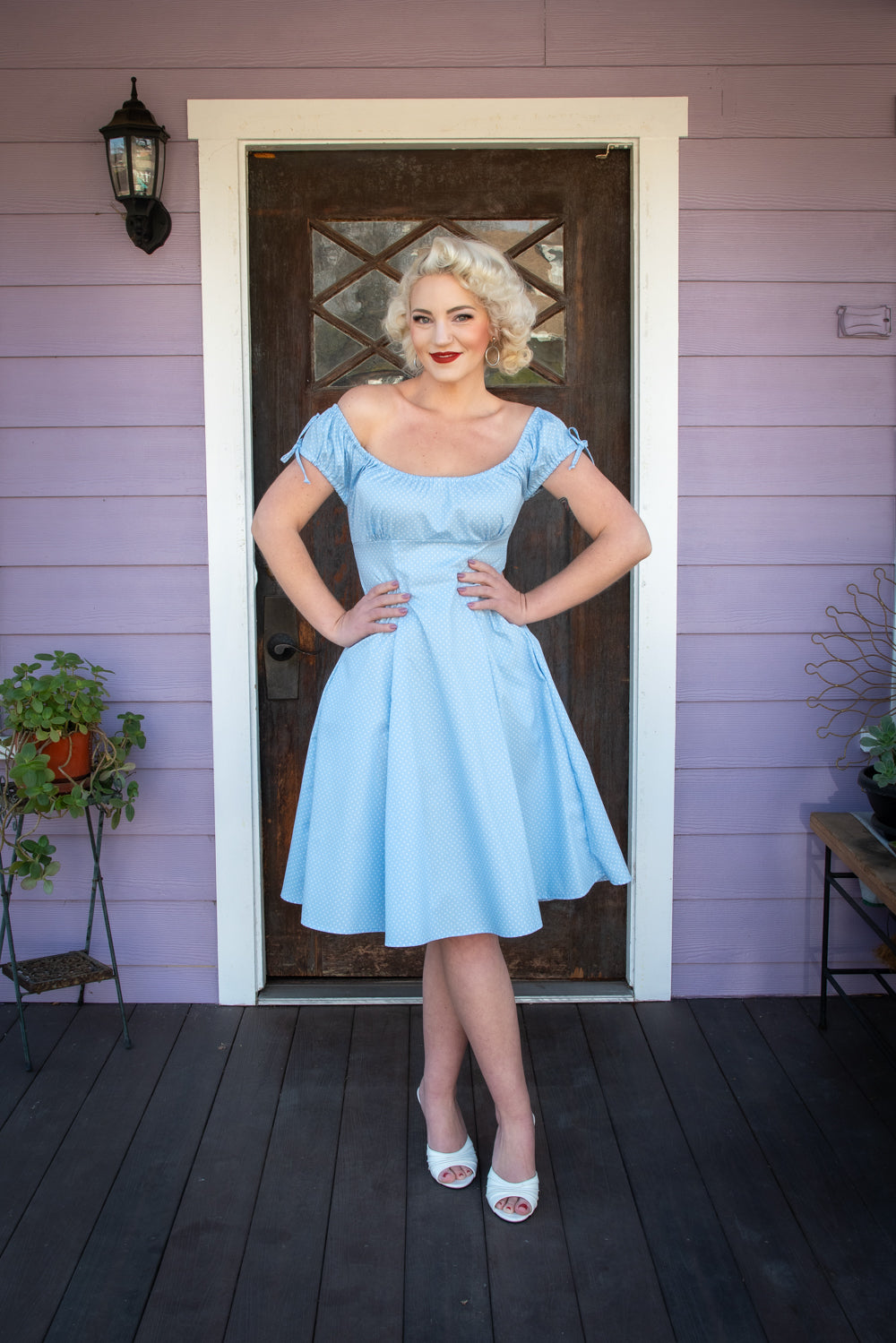 Hilda Dress - Baby Blue Dot