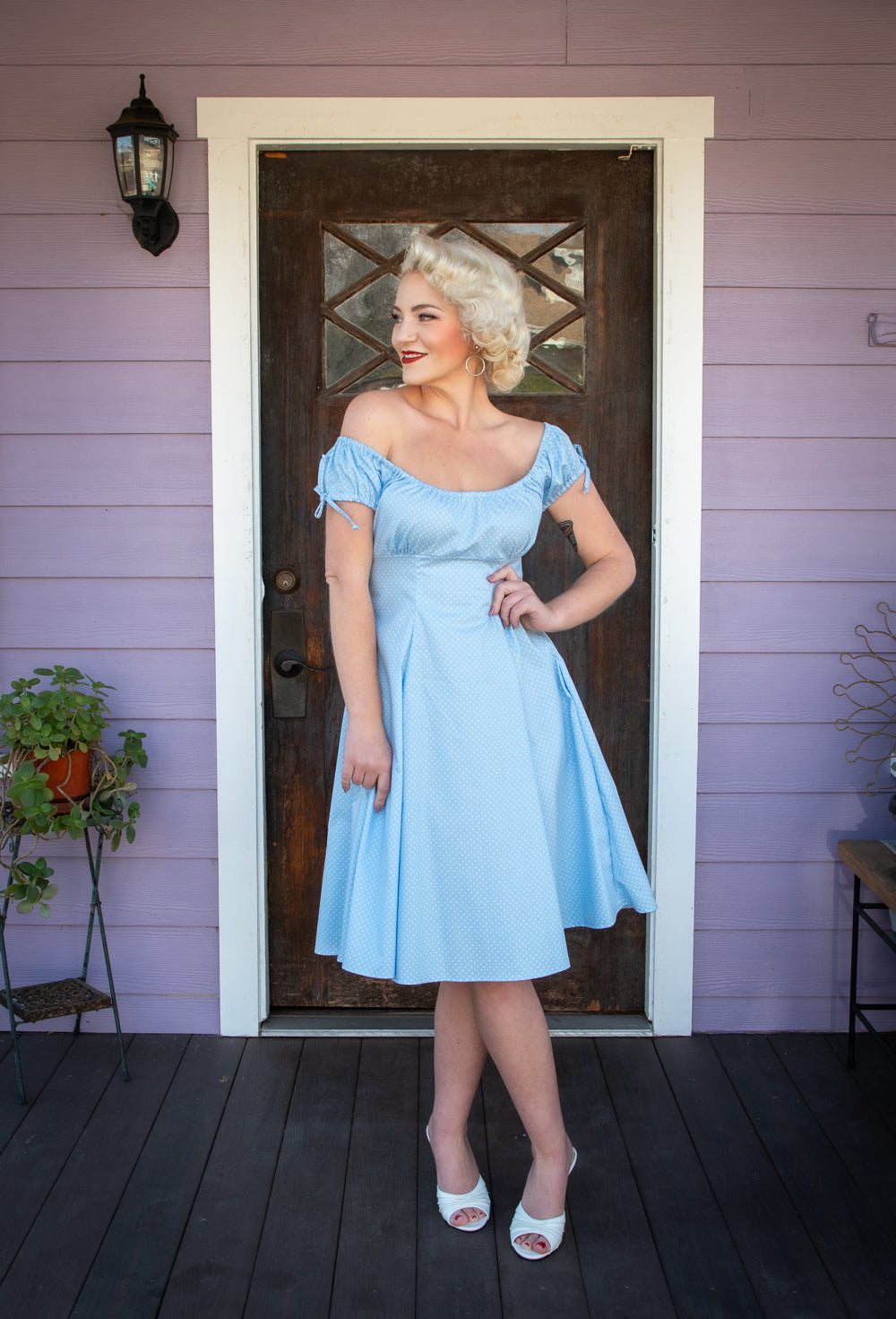 Hilda Dress - Baby Blue Dot